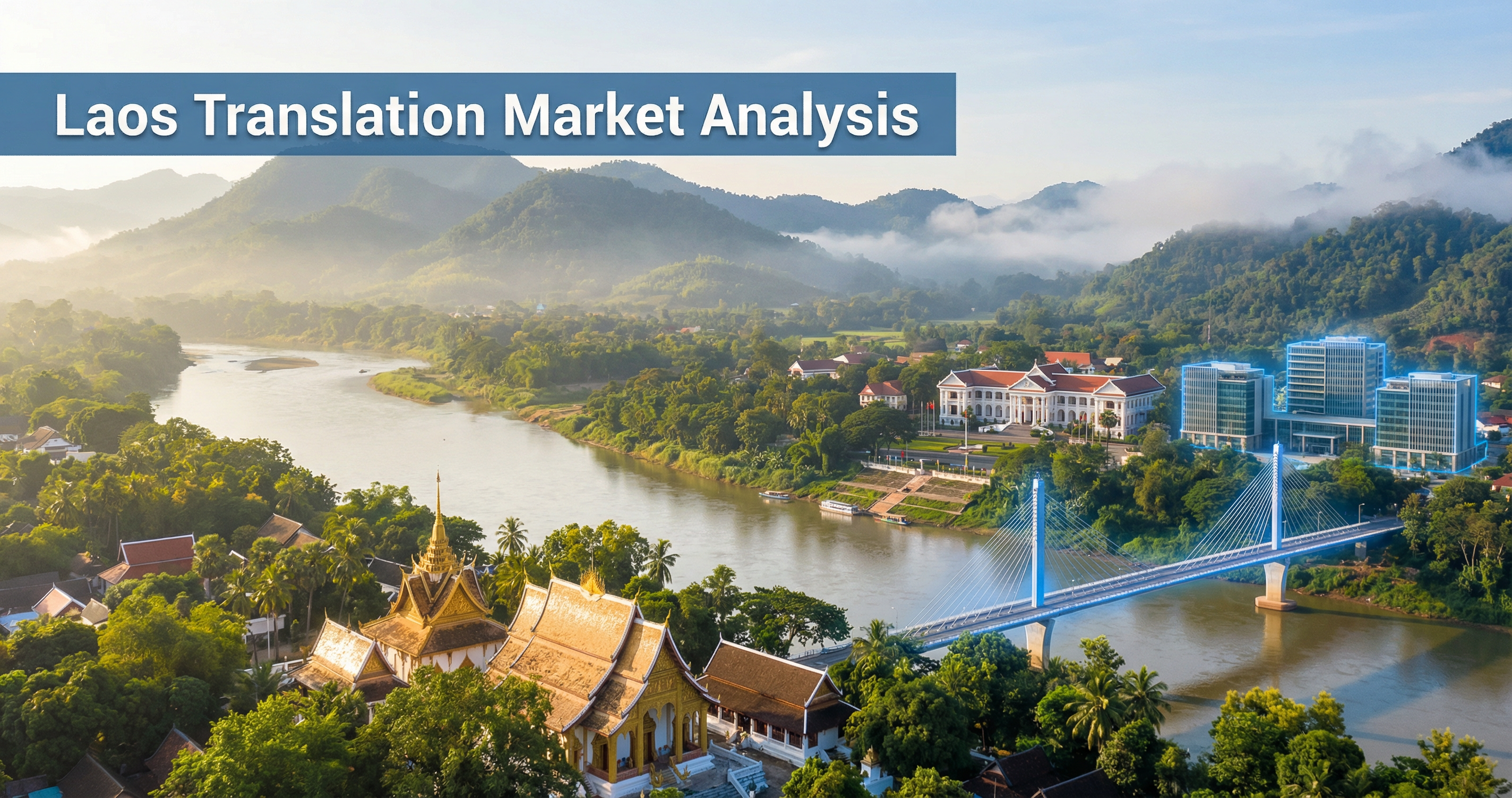 Luang Prabang temples along the Mekong River representing Laos' unique cultural and translation landscape