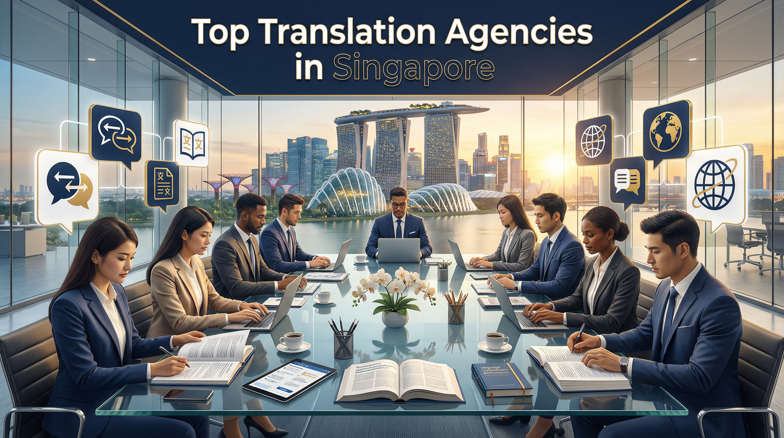 Top Translation Agencies in Singapore - Marina Bay skyline representing professional language services hub