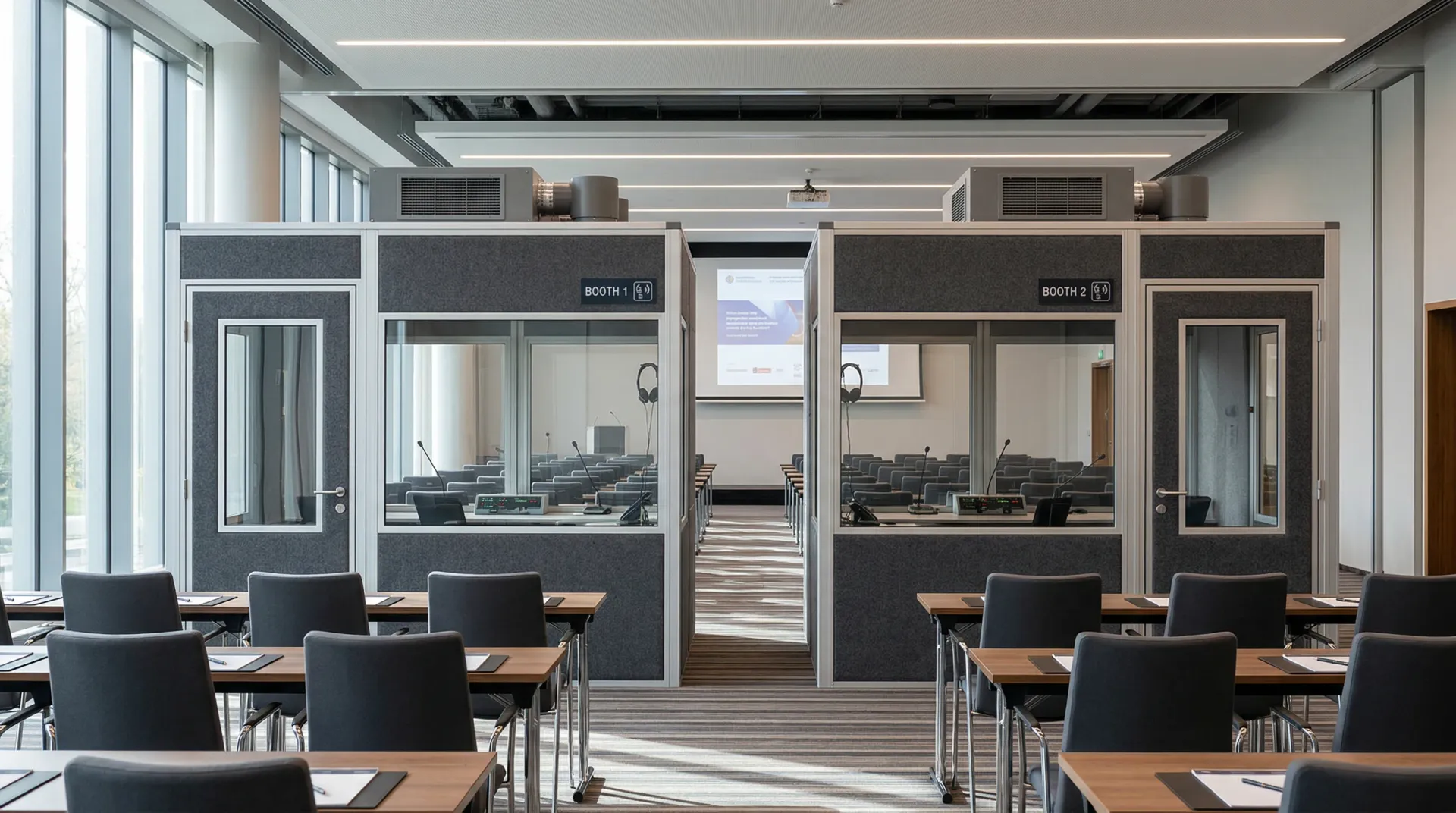 ISO 4043 compliant interpreter booths for conferences
