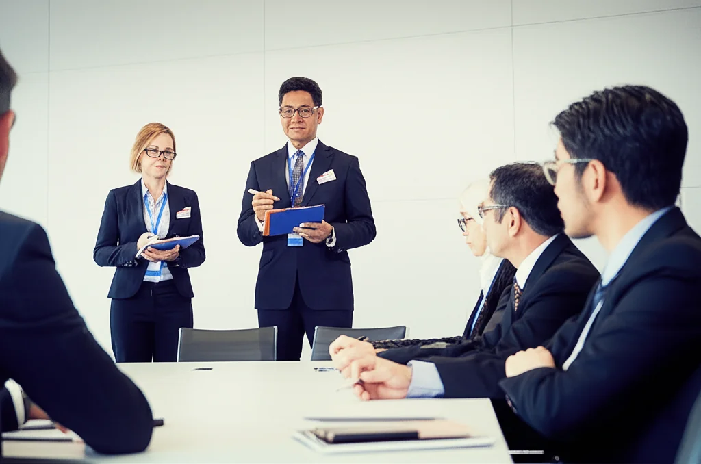 Consecutive interpretation during business negotiation meeting