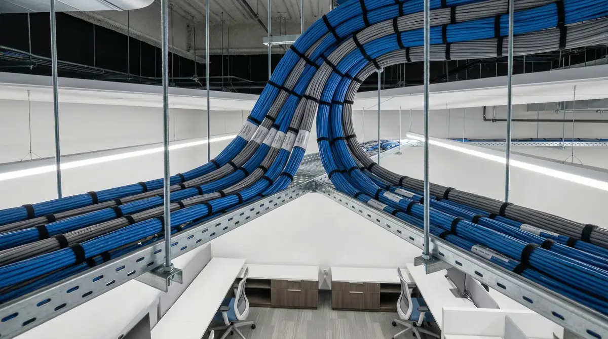 Illustrative structured cabling across a finished commercial property